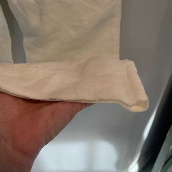 COS, women’s 4, cream color cotton-lined linen pants elastic drawstring waist - Picture 5 of 7